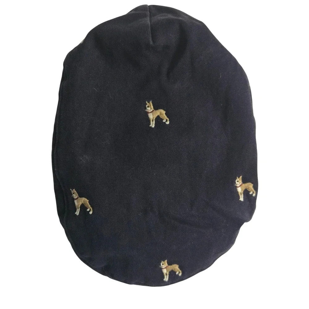 Janie and Jack 2T-3T Newsboy Hat Cap Navy Blue‎ Embroidered Dog Puppy